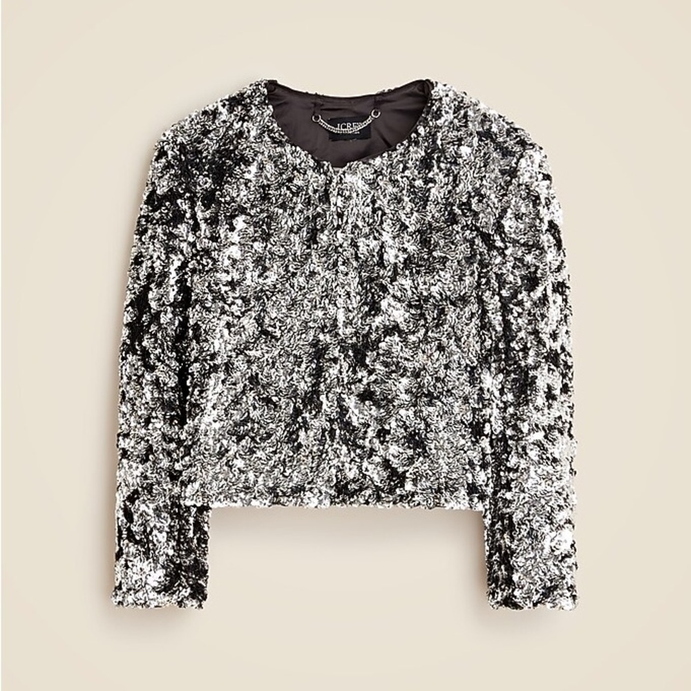 J. Crew Black and Silver Sequin Blouse
